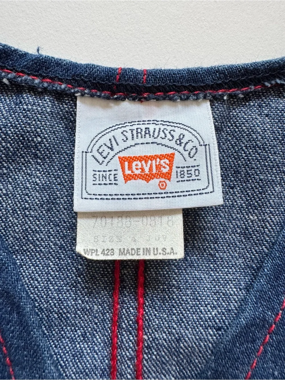 Levi’s Vintage Red Tab Blue Denim Vest Shooting Star Rainbow Embroidery, Size 4